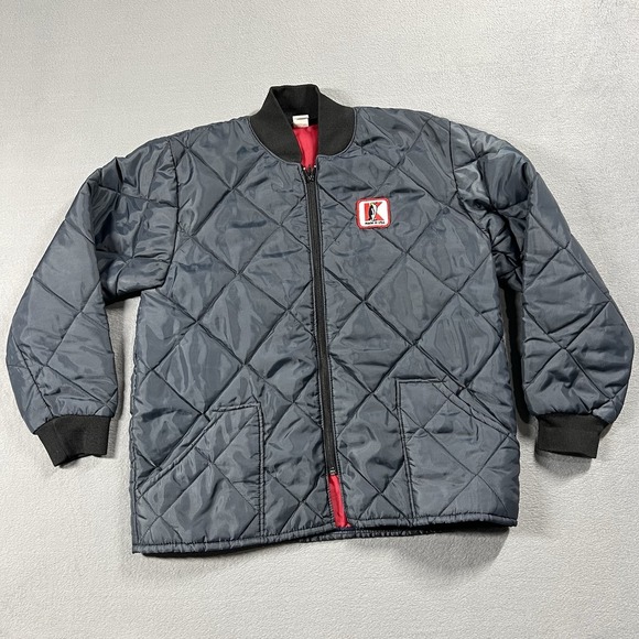 K-Brand Other - VTG K Brand Cooler Jacket Mens S Blue 80s Quilted Bomber Penguin Patch USA Made